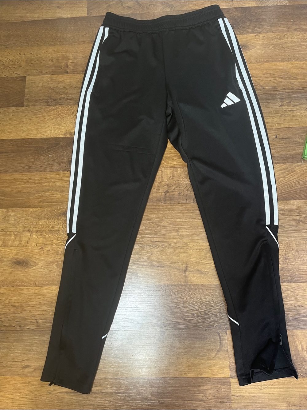 adidas Tito 23 League Black Joggers White Side Stripes Zip Pockets and Ankles SM